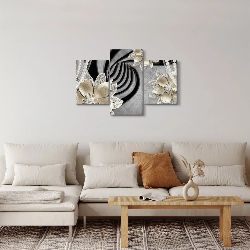 Tablou - 3D Flori aurii (90x60 cm)