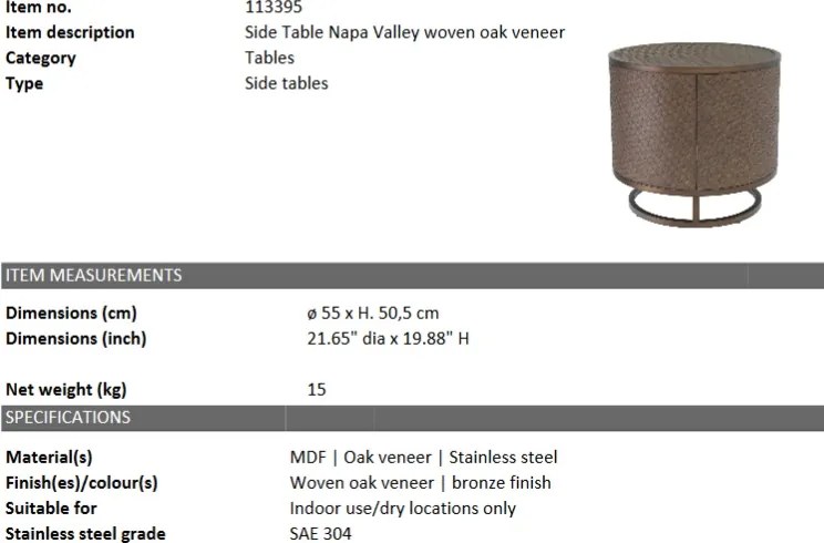 Masuta laterala design LUX Napa Valley bronz 113395 HZ