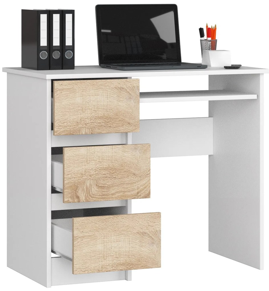 Masă PC Benicio (alb + stejar sonoma) (S). 1068995
