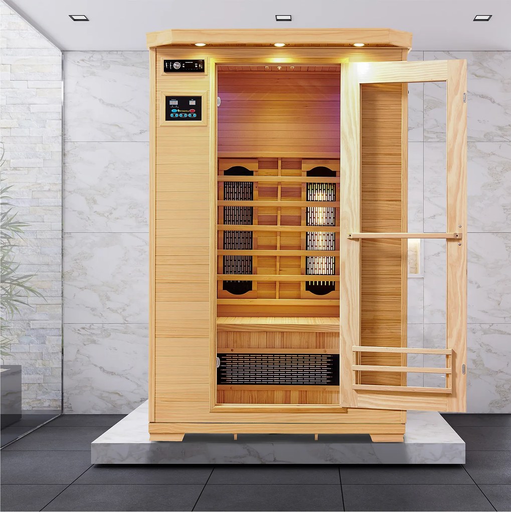 Infračervená sauna/ tepelná kabína Oslo s triplexným vykurovacím systémom a drevom Hemlock