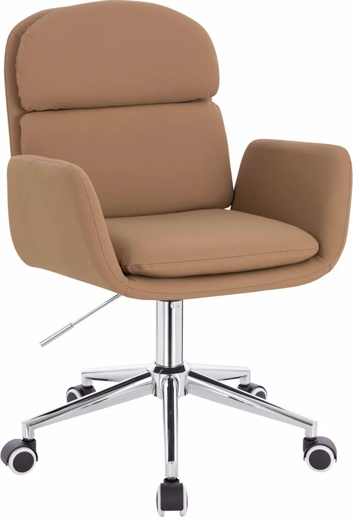 HR480K Scaun Caramel Piele Ecologica Premium Soft cu Bază Cromata