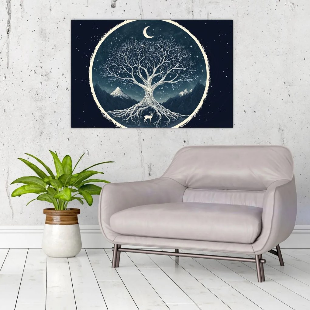 Tablou – Arbore magic cu cerb II. (90x60 cm)