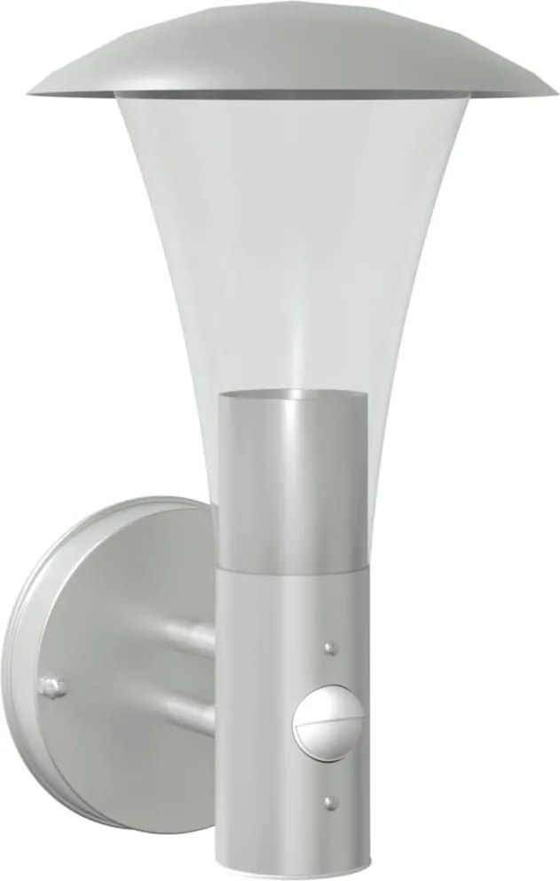 vidaXL Lampă de perete exterior cu senzor, argintiu, oțel inoxidabil