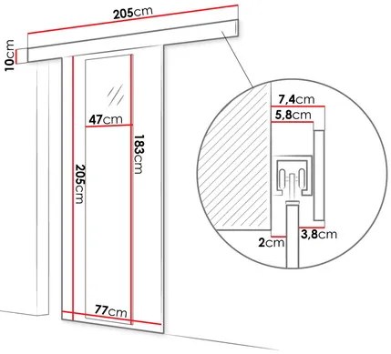 Uși culisante Robaso 70 IV (Negru) (cu oglindă). 1104689