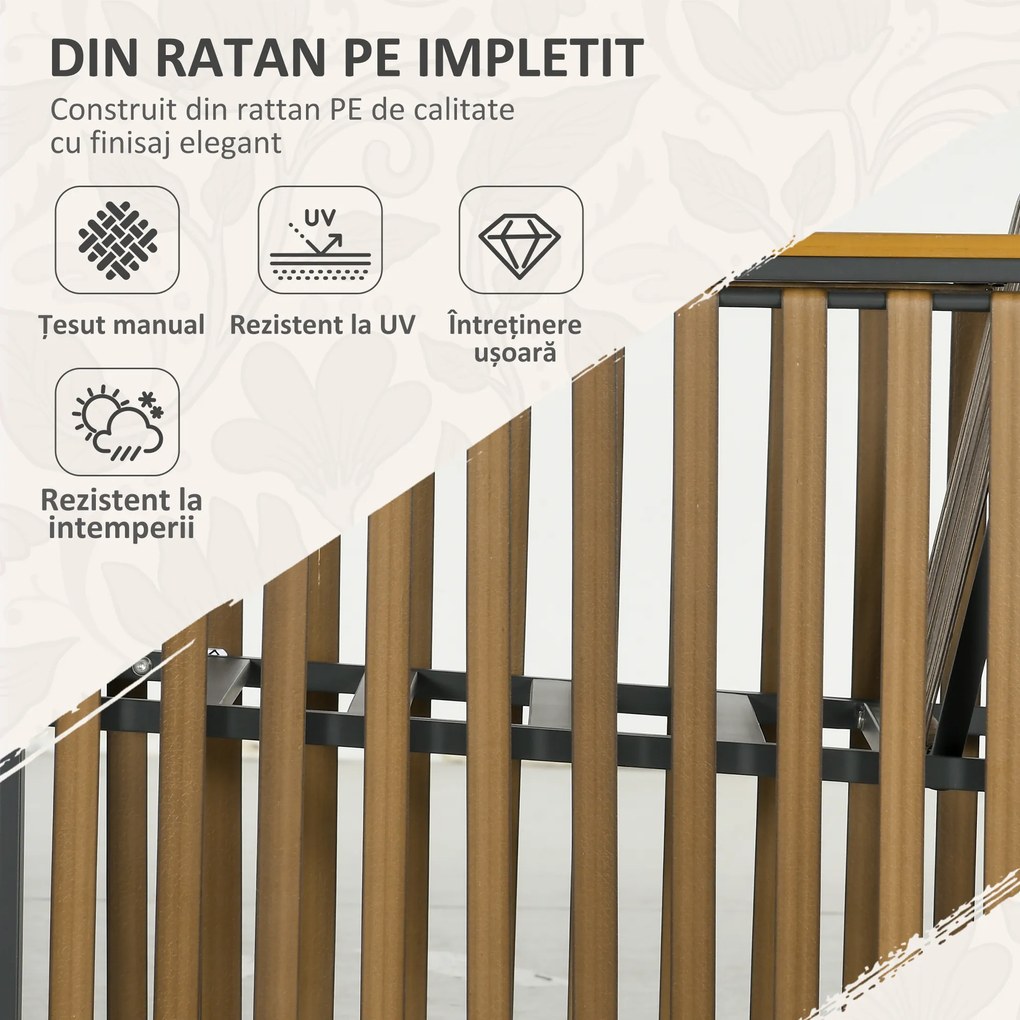 Outsunny Set de Mobilier de Grădină din 3 Piese, Set de 2 Canapele cu Perne Groase și Măsuță de Cafea, 66x68x68 cm, Gri | Aosom Romania