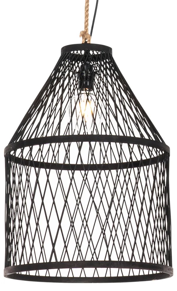Lampă suspendată rustică pentru exterior din ratan negru 40x55 cm - Calamus