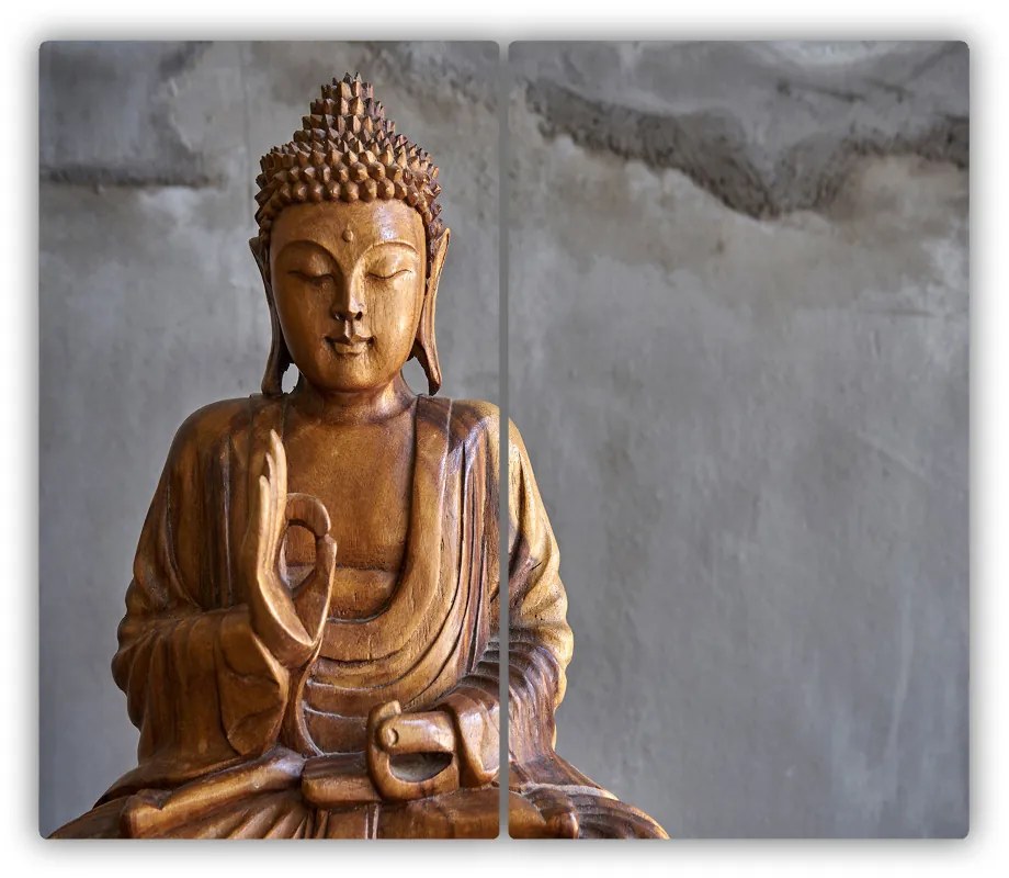 Tocator din sticla buddha din lemn