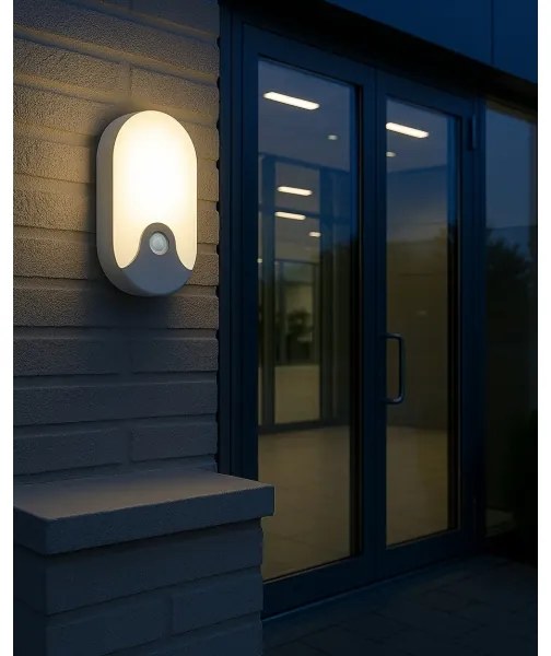 Aplica LED de exterior cu senzor de mișcare, 18W/230V, IP44, alb