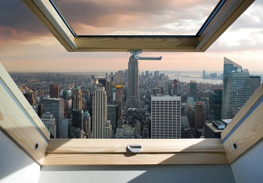 Fototapet - New York - privire panoamatică din geam (152,5x104 cm)
