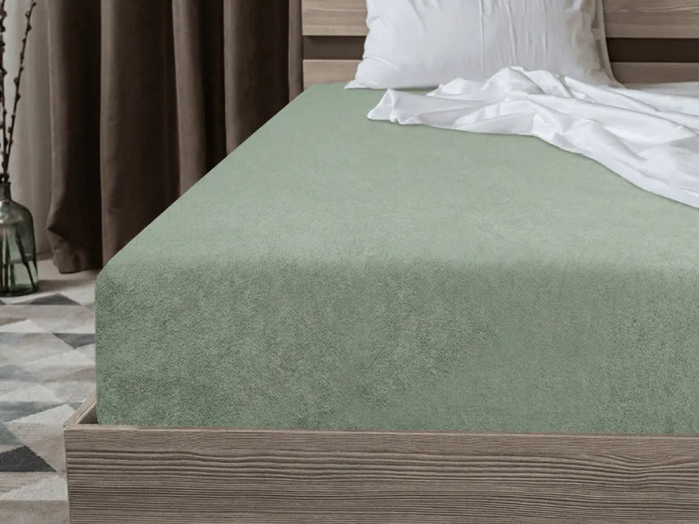 Cearsaf Frote EXCLUSIVE verde masliniu deschis 90 x 200 cm