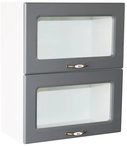 Corp superior vitrina 60 cu 2 usi orizontale Zebra MDF gri dungi