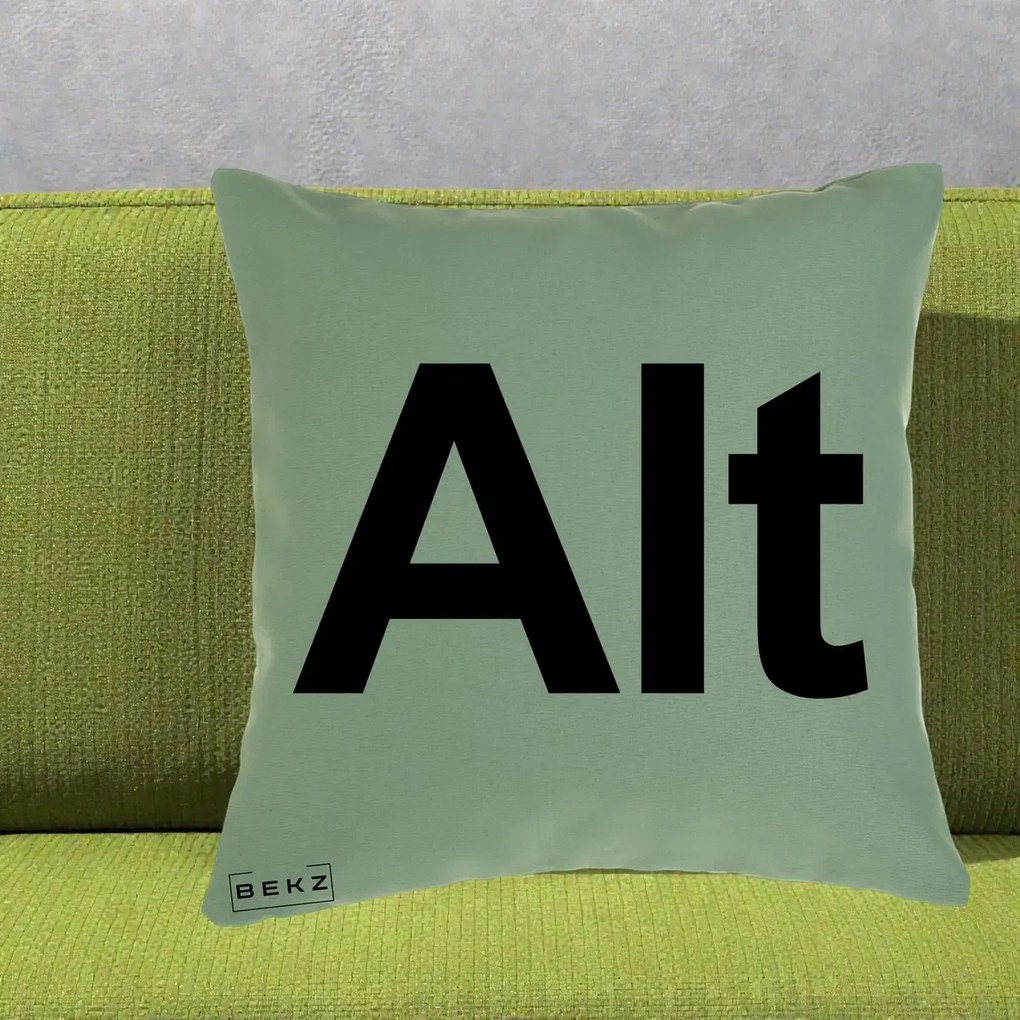 Perna Personalizata Tasta Alt Tipografie Bold, 40x40 cm, Verde, Husa Detasabila, Perna Inclusa, BEKZ®