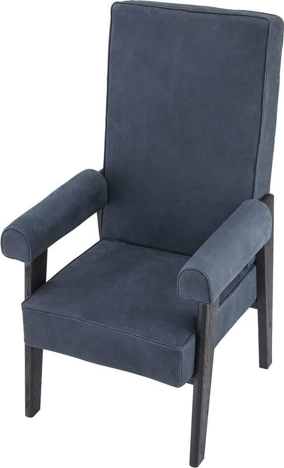 Fotoliu design clasic din piele naturala Milo, albastru 114504 HZ