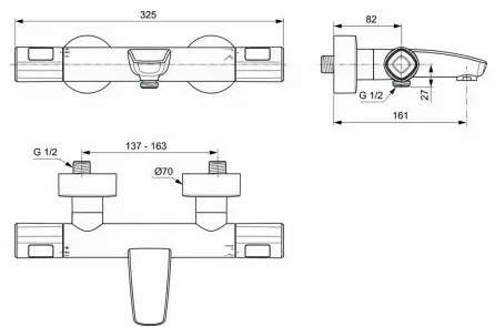 Baterie termostatica pentru cada Ideal Standard Ceratherm T100