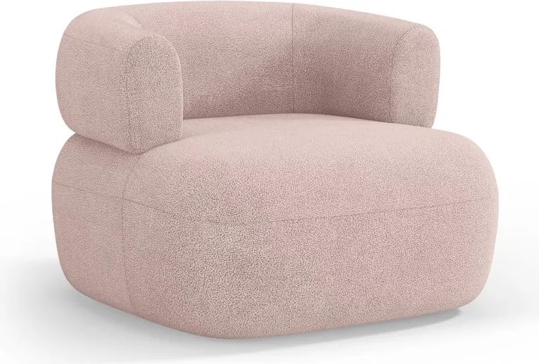 Fotoliu roz deschis cu tapițerie din stofă bouclé Jenny – Micadoni Home