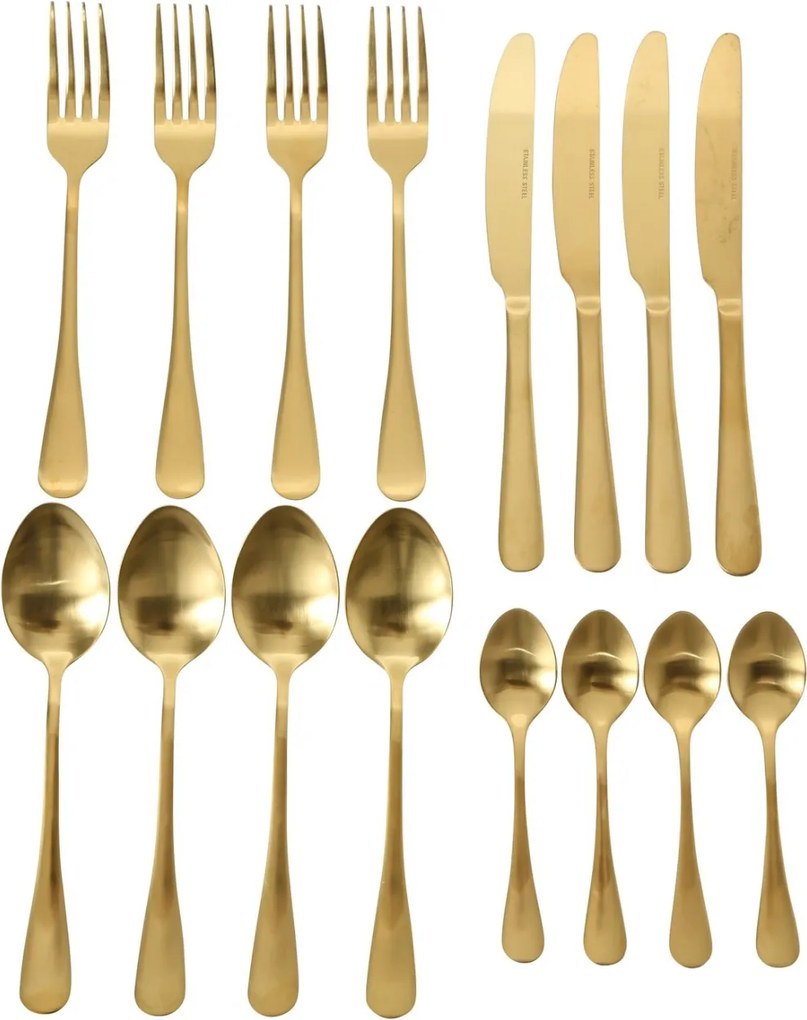 Set tacamuri, 4 persoane, auriu, din otel inoxidabil, Landlord