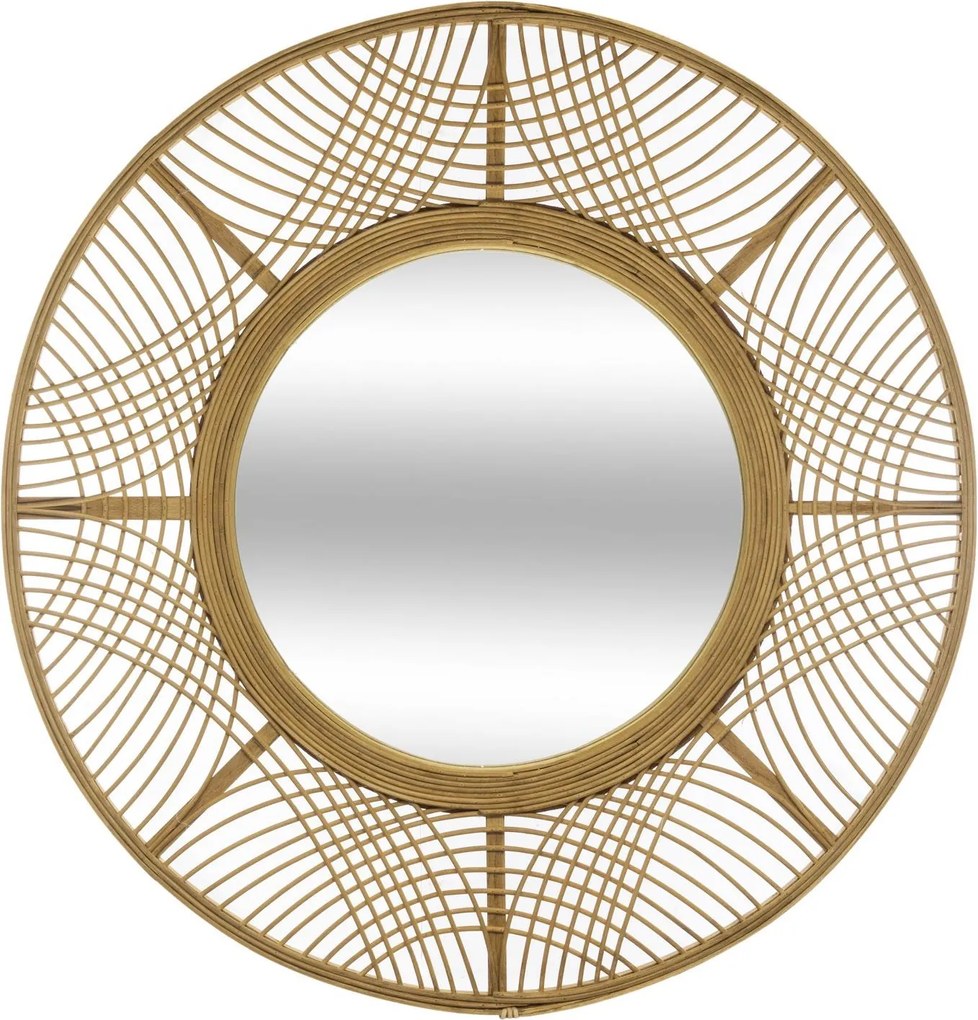 Oglinda Boho cu rama de bambus INA, Ø 70 cm