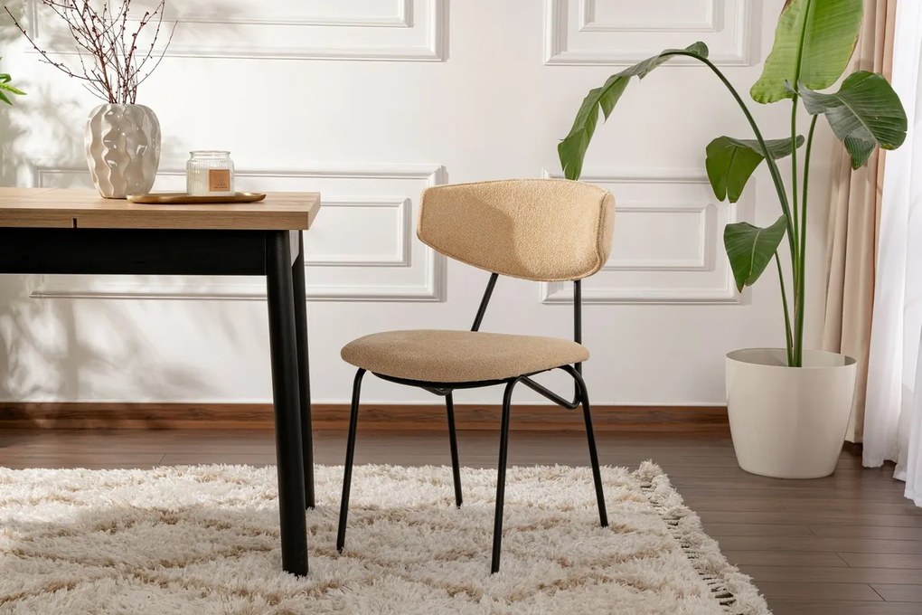 Set de scaune de sufragerie Nancy Beige și Negru,2 buc.