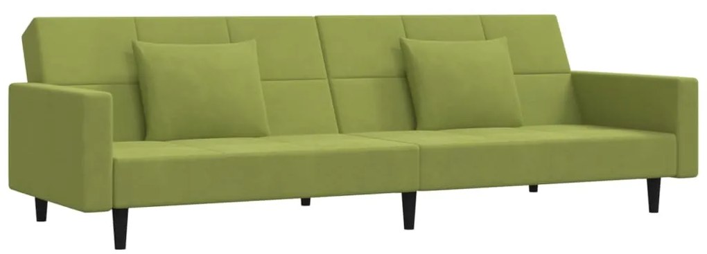 337454 vidaXL Canapea extensibilă cu 2 locuri, 2 perne, verde deschis catifea