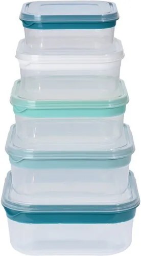 Set doze pătrate, 5 piese, din plastic, cu capac