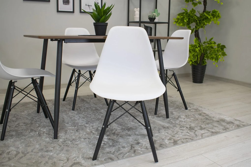 OFERTA Scaun alb OSAKA cu picioare negre calitatea II