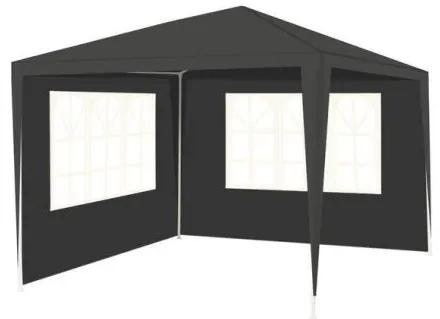 Pavilion pentru gradina/terasa, cadru metalic, 2 pereti, cu ferestre, gri, 3x3x2.5 m