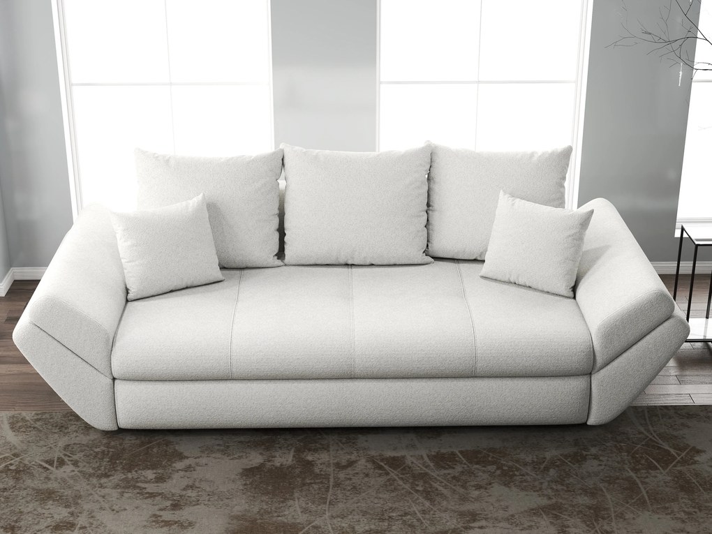 Canapea extensibilă dumonde cu ladă de depozitare si sezut confortabil din spuma high-density, Loana Euphoria Ivory 250x100 cm