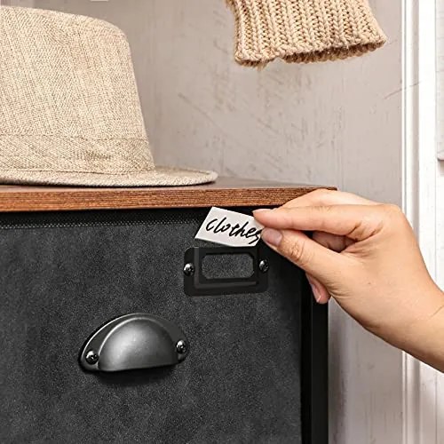 Comoda cu 8 sertare, MDF / textil, negru, Vasagle