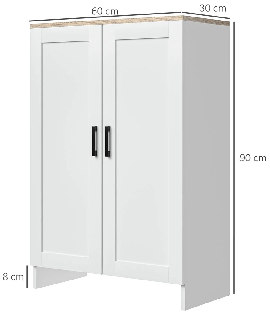 HOMCOM Bufet mobilier bucătărie depozitare cu placard cu uși și rafturi reglabile, 60 x 30 x 90 cm, alb | Aosom Romania