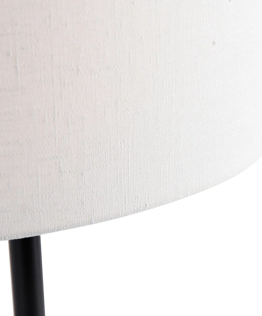 Tafellamp zwart met ovale linnen kap wit 35cm - Simplo