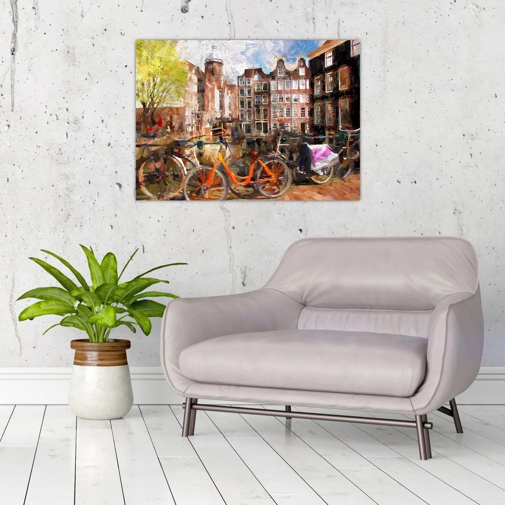 Tablou pe sticlă - Amsterdam, pictură (70x50 cm)