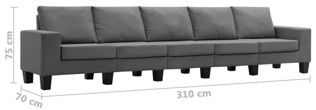 Canapea cu 5 locuri, gri inchis, material textil Morke gra, cu 5 locuri