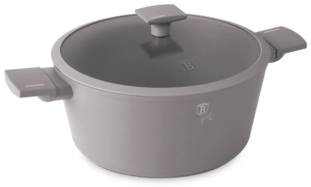 Oală cu capac 28 cm, 6.1L – Berlinger Haus Taupe Collection BH 8102, strat titan, potrivită pentru toate tipurile de plite și rețete