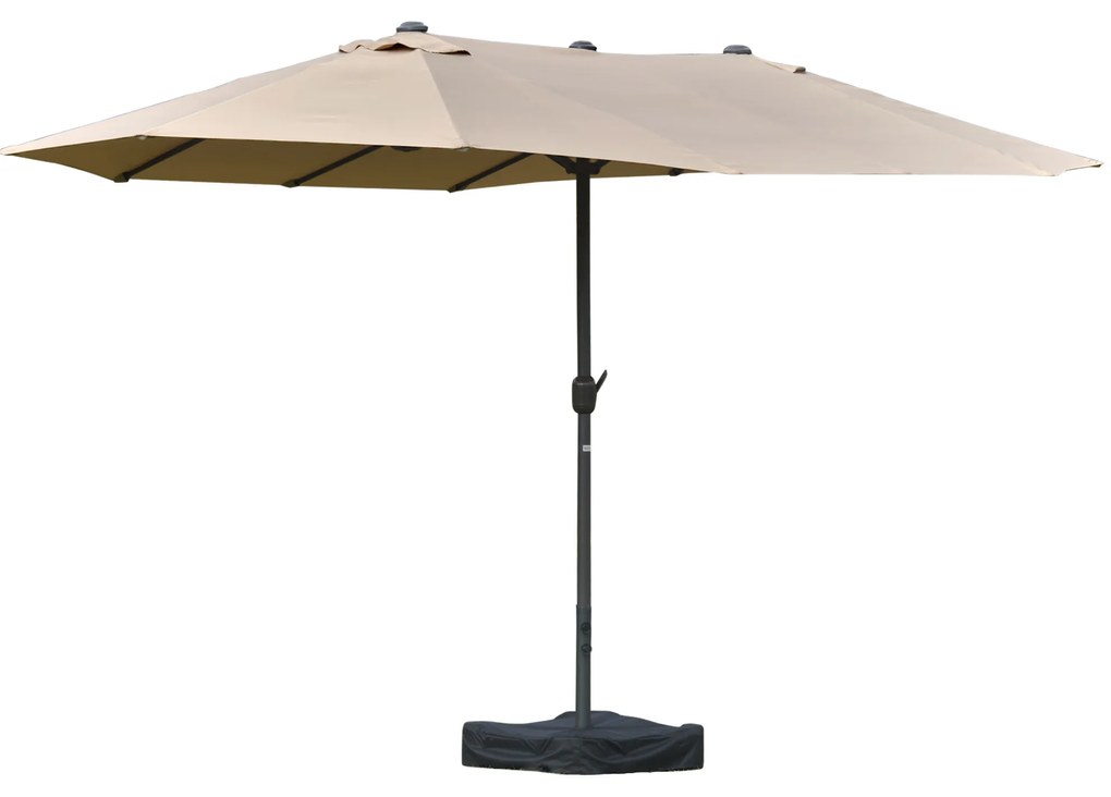 Outsunny Umbrele de Gradina Dubla 460x270cm cu Manivela si Baza Transversala | Aosom Romania