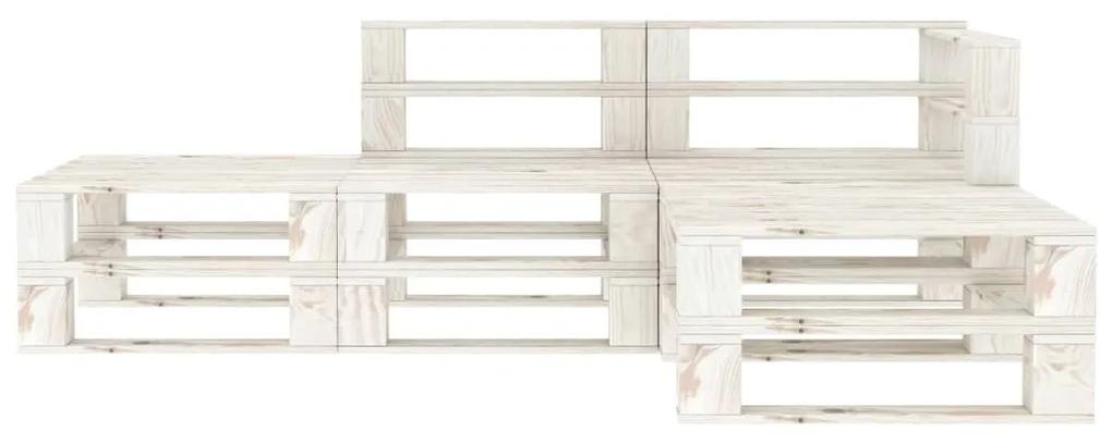 3052173 vidaXL Set mobilier de grădină din paleți, 4 piese, alb, lemn