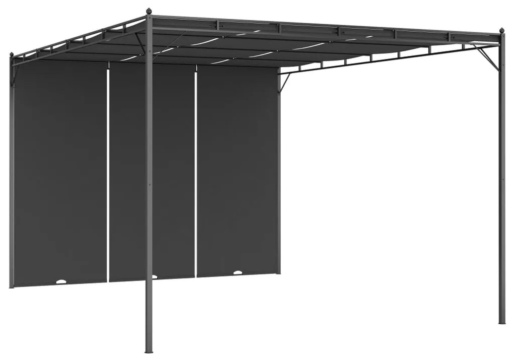 vidaXL Pavilion de grădină cu perdea laterală, antracit, 4x3x2,25 m