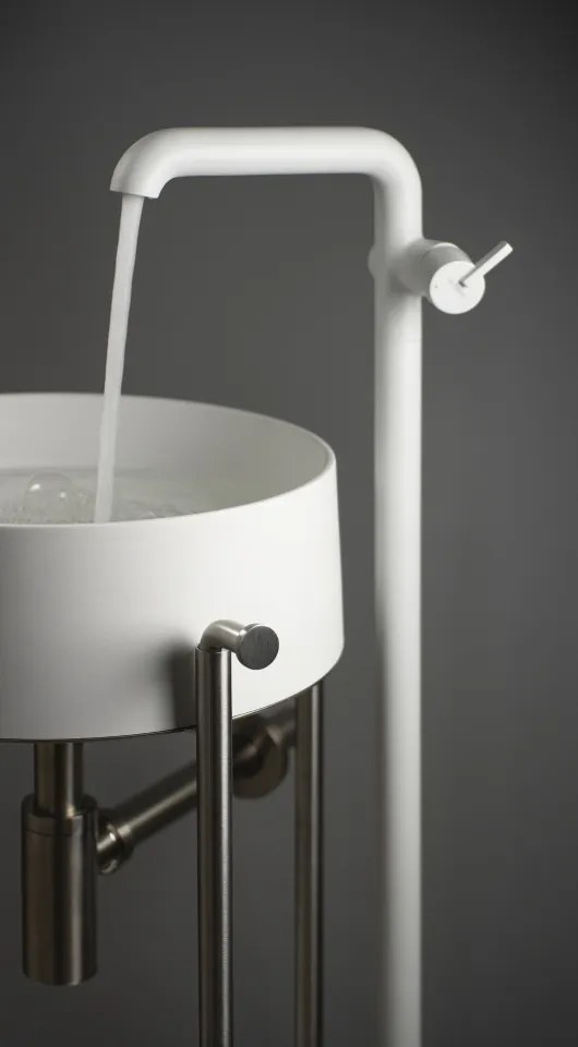 🚰 Baterie chiuvetă freestanding SILIA, finisaj bianco – Cod BQS_A2KK