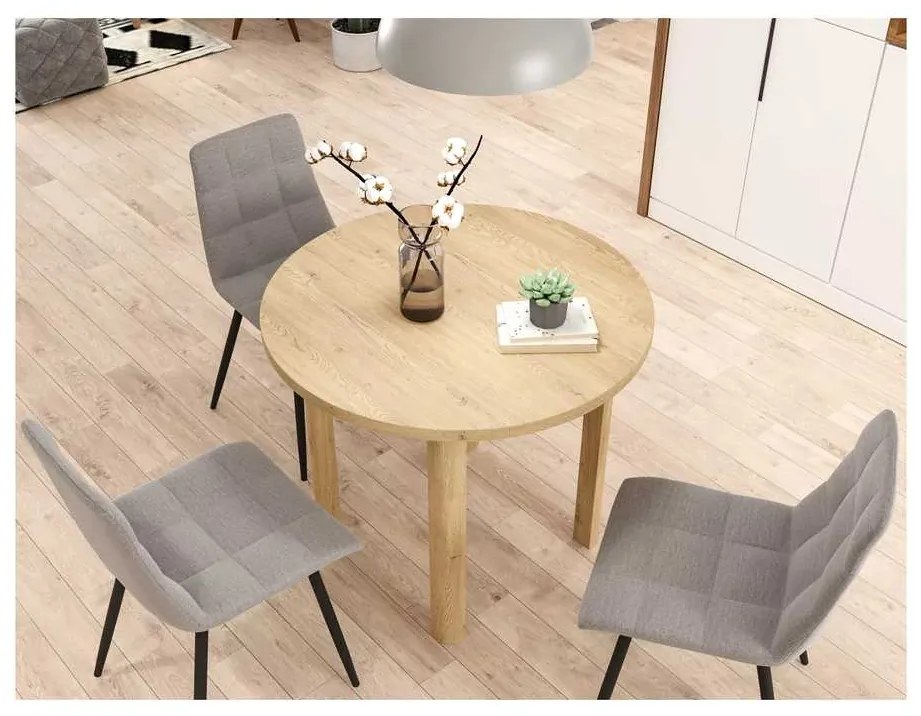 Masă de bucătărie Adam - 80 cm diametru, stejar cremona