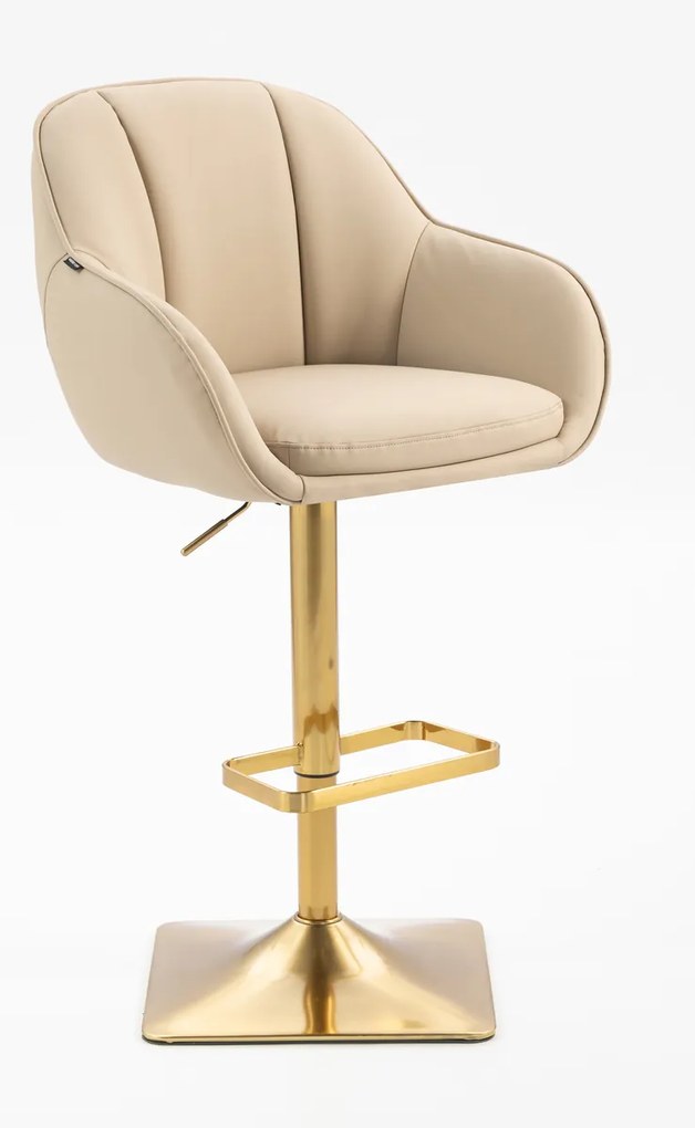 HR2055KW Scaun Crem din Piele Ecologica cu Bază Aurie