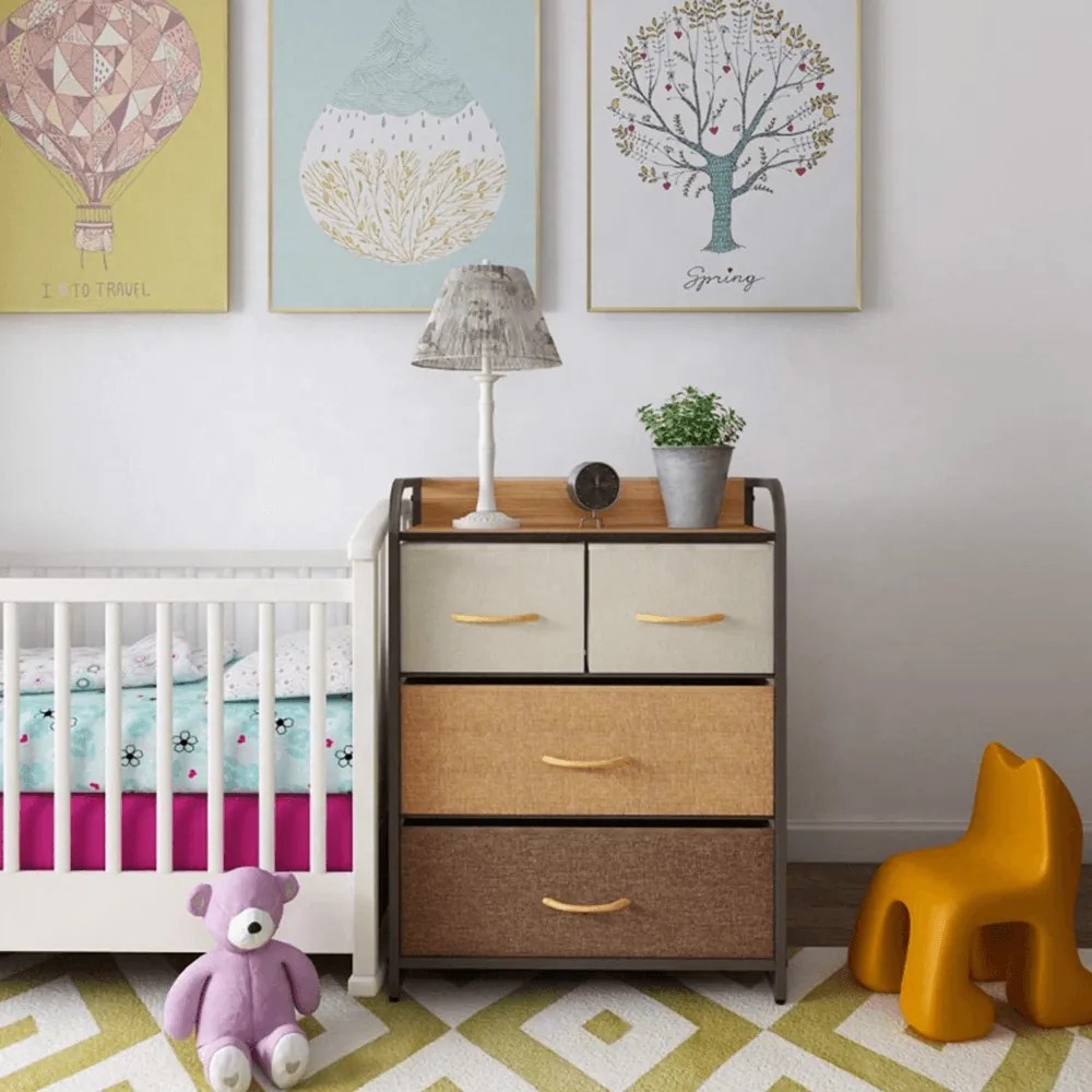 Comodă cu sertare din material textil HAZEL TIP 2,maro, M