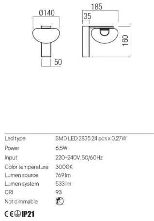Aplică LED Redo 01-3241 SINCLAIR LED/6,5W/230V CRI 93 IP21 auriu