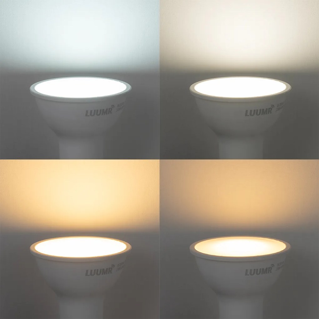 Set de 5 becuri LED inteligente GU10 50mm, reglabile, opal, 4,7W, 400 lm, 2700-6500K