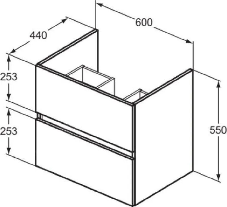 Dulap pentru lavoar, suspendat, alb lucios, 60 cm din mdf, Ideal Standard Eurovit