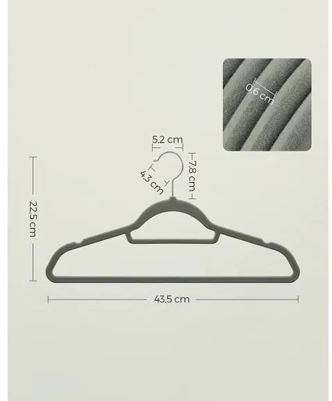 Set De 20 De Umerase Din Catifea, Gri, 43.5 Cm