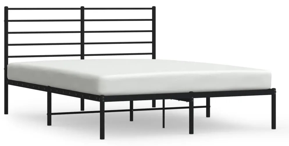352322 vidaXL Cadru de pat metalic cu tăblie, negru, 160x200 cm