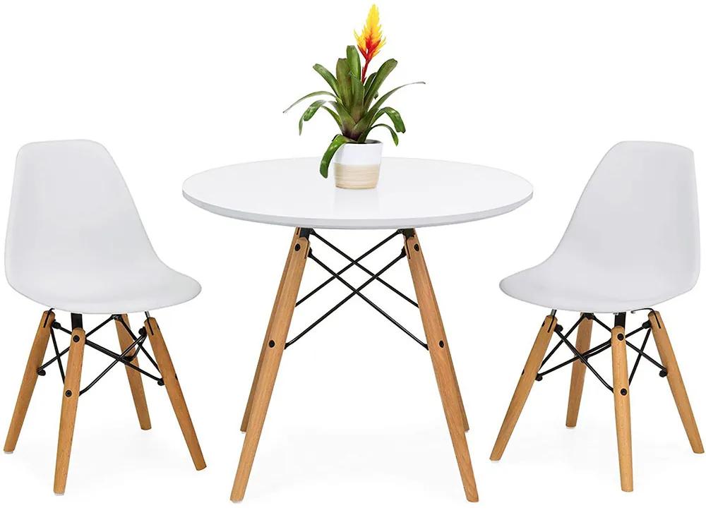 4 buc scaune moderne cu masa pentru bucatarie-alb