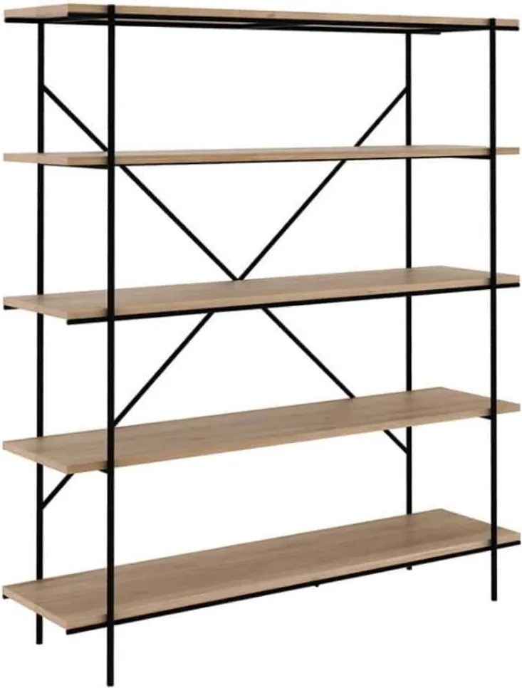 Bibliotecă lemn masiv Colette Stejar, 140 × 38 × 165 cm