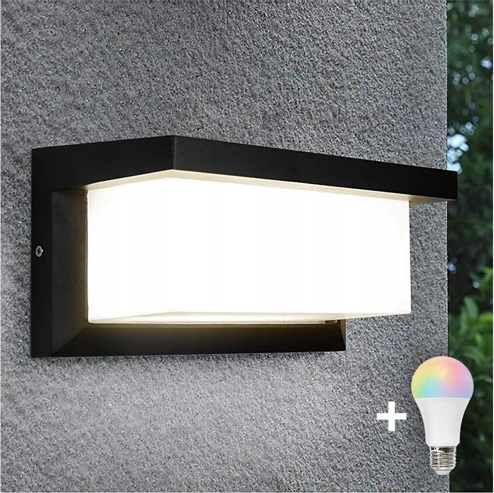 Aplică LED RGBW de exterior NEELY, dimabilă, 1xE27/12W/230V, IP54, negru