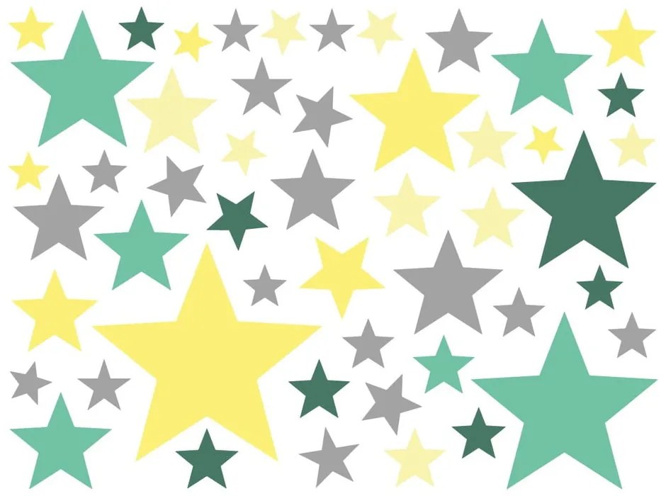 Set 50 autocolante Ambiance Stars Green and Yellow