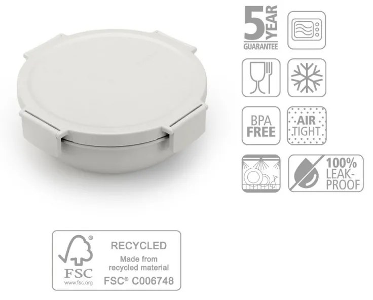 Salatiera Brabantia Make&Take 1006304, 1,3 L, Inchidere etansa, Fara BPA, Gri deschis